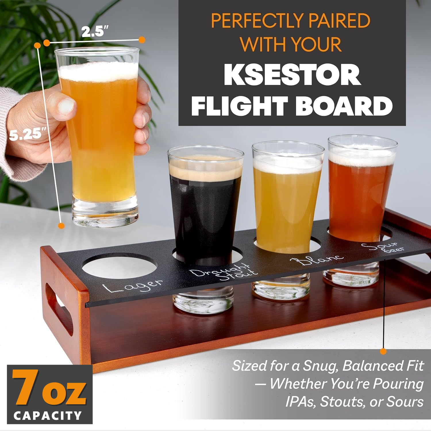 Flight Glass Beer Flight Glasses Set of 4 | 7oz Tasting Glasses | KSESTOR