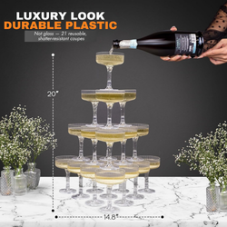Champagne Tower Set | 21 Stackable Acrylic Coupe Glasses – KSESTOR